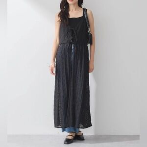 Earth Music & Ecology Lace Layering Piece Adjustable Tie Front Free Size Japan